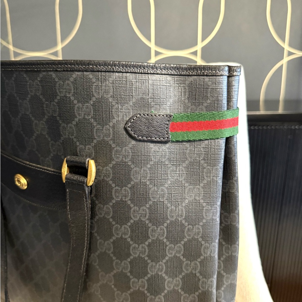 Gucci authentic black monogram coated canvas large tote bag - Picture 6 of 15